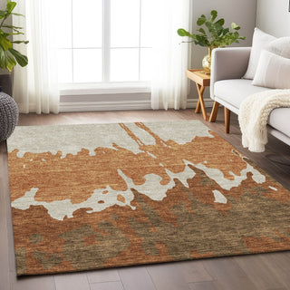 Piper Looms Mayfield Abstract AMF961 Paprika Machine Washable Area Rug Lifestyle Image Feature