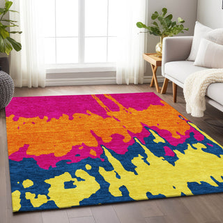 Piper Looms Mayfield Abstract AMF961 Pink Machine Washable Area Rug Lifestyle Image Feature
