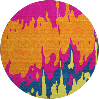 Piper Looms Mayfield Abstract AMF961 Pink Machine Washable Area Rug Round Main Image