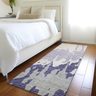 Piper Looms Mayfield Abstract AMF961 Purple Machine Washable Area Rug Runner Lifestyle Image Feature