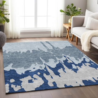 Piper Looms Mayfield Abstract AMF961 Sky Machine Washable Area Rug Lifestyle Image Feature