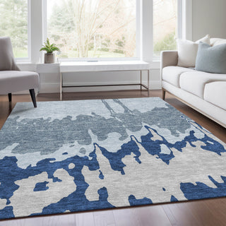 Piper Looms Mayfield Abstract AMF961 Sky Machine Washable Area Rug Lifestyle Image Feature