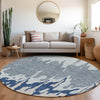 Piper Looms Mayfield Abstract AMF961 Sky Machine Washable Area Rug Round Lifestyle Image Feature