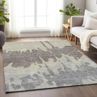 Piper Looms Mayfield Abstract AMF961 Taupe Machine Washable Area Rug Lifestyle Image Feature