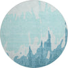Piper Looms Mayfield Abstract AMF961 Teal Machine Washable Area Rug Round Main Image