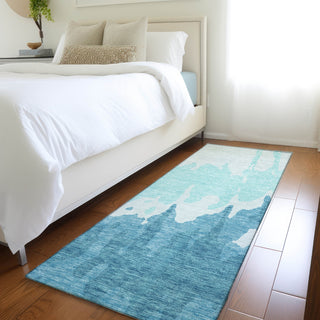 Piper Looms Mayfield Abstract AMF961 Teal Machine Washable Area Rug Runner Lifestyle Image Feature