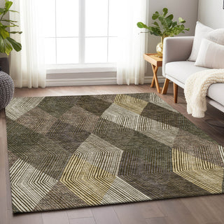 Piper Looms Mayfield Geometric AMF962 Brown Machine Washable Area Rug Lifestyle Image Feature