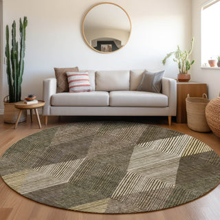 Piper Looms Mayfield Geometric AMF962 Brown Machine Washable Area Rug Round Lifestyle Image Feature