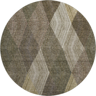 Piper Looms Mayfield Geometric AMF962 Brown Machine Washable Area Rug Round Main Image
