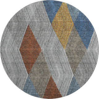 Piper Looms Mayfield Geometric AMF962 Gray Machine Washable Area Rug Round Main Image