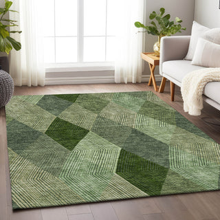 Piper Looms Mayfield Geometric AMF962 Green Machine Washable Area Rug Lifestyle Image Feature