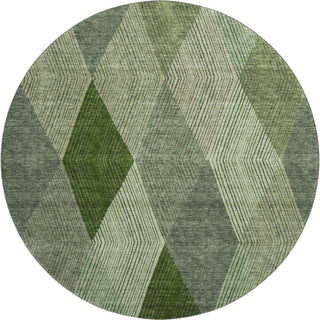 Piper Looms Mayfield Geometric AMF962 Green Machine Washable Area Rug Round Main Image