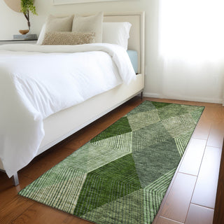 Piper Looms Mayfield Geometric AMF962 Green Machine Washable Area Rug Runner Lifestyle Image Feature