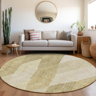 Piper Looms Mayfield Geometric AMF962 Ivory Machine Washable Area Rug Round Lifestyle Image Feature