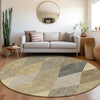 Piper Looms Mayfield Geometric AMF962 Mocha Machine Washable Area Rug Round Lifestyle Image Feature