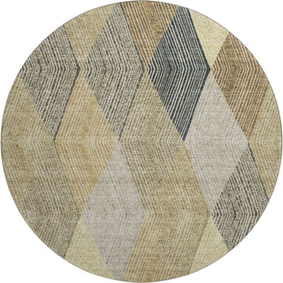 Piper Looms Mayfield Geometric AMF962 Mocha Machine Washable Area Rug Round Main Image