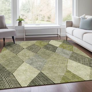 Piper Looms Mayfield Geometric AMF962 Olive Machine Washable Area Rug Lifestyle Image Feature