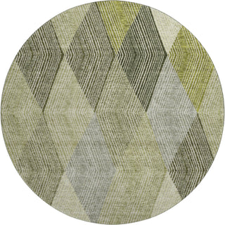 Piper Looms Mayfield Geometric AMF962 Olive Machine Washable Area Rug Round Main Image