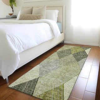 Piper Looms Mayfield Geometric AMF962 Olive Machine Washable Area Rug Runner Lifestyle Image Feature