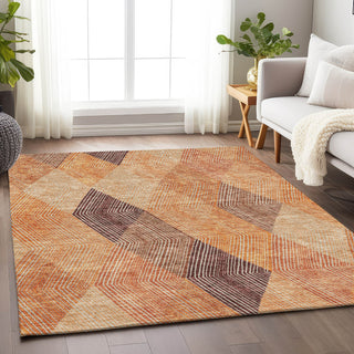 Piper Looms Mayfield Geometric AMF962 Orange Machine Washable Area Rug Lifestyle Image Feature