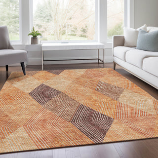 Piper Looms Mayfield Geometric AMF962 Orange Machine Washable Area Rug Lifestyle Image Feature