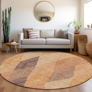 Piper Looms Mayfield Geometric AMF962 Orange Machine Washable Area Rug Round Lifestyle Image Feature