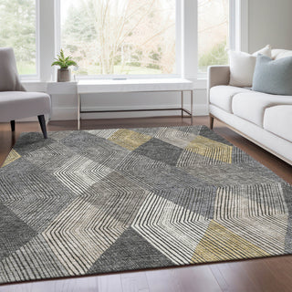 Piper Looms Mayfield Geometric AMF962 Pewter Machine Washable Area Rug Lifestyle Image Feature