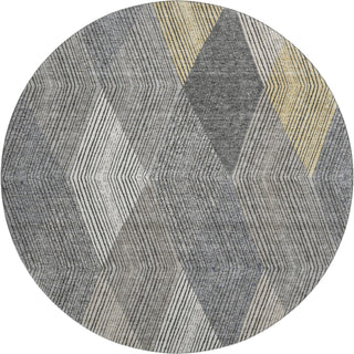Piper Looms Mayfield Geometric AMF962 Pewter Machine Washable Area Rug Round Main Image