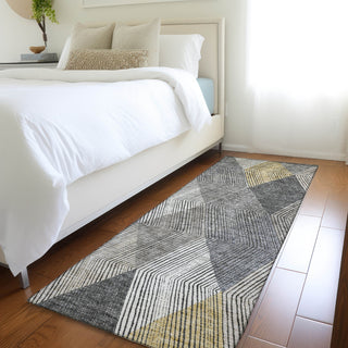 Piper Looms Mayfield Geometric AMF962 Pewter Machine Washable Area Rug Runner Lifestyle Image Feature