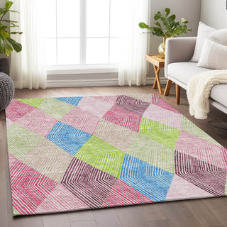 Piper Looms Mayfield Geometric AMF962 Pink Machine Washable Area Rug Lifestyle Image Feature