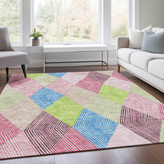 Piper Looms Mayfield Geometric AMF962 Pink Machine Washable Area Rug Lifestyle Image Feature