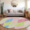 Piper Looms Mayfield Geometric AMF962 Pink Machine Washable Area Rug Round Lifestyle Image Feature