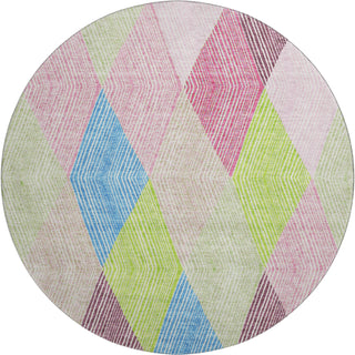 Piper Looms Mayfield Geometric AMF962 Pink Machine Washable Area Rug Round Main Image