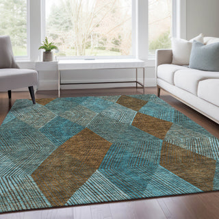 Piper Looms Mayfield Geometric AMF962 Teal Machine Washable Area Rug Lifestyle Image Feature