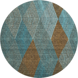 Piper Looms Mayfield Geometric AMF962 Teal Machine Washable Area Rug Round Main Image