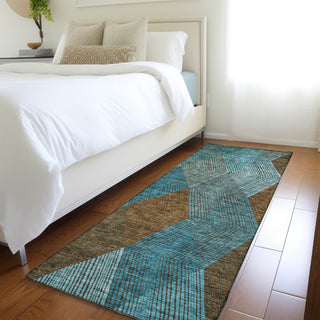 Piper Looms Mayfield Geometric AMF962 Teal Machine Washable Area Rug Runner Lifestyle Image Feature
