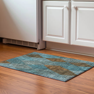 Piper Looms Mayfield Geometric AMF962 Teal Machine Washable Area Rug Scatter Lifestyle Image Feature