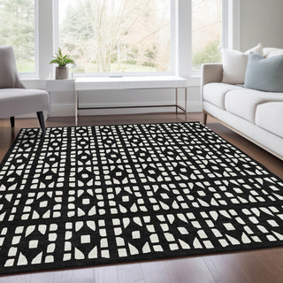 Piper Looms Mayfield Geometric AMF963 Black Machine Washable Area Rug Lifestyle Image Feature