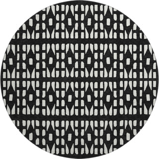 Piper Looms Mayfield Geometric AMF963 Black Machine Washable Area Rug Round Main Image
