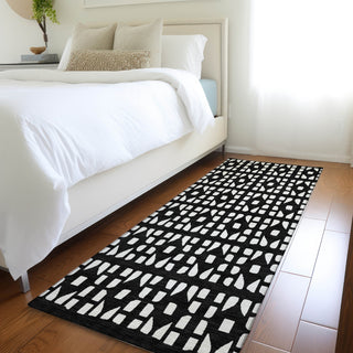 Piper Looms Mayfield Geometric AMF963 Black Machine Washable Area Rug Runner Lifestyle Image Feature
