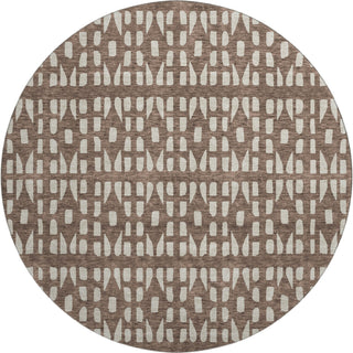 Piper Looms Mayfield Geometric AMF963 Brown Machine Washable Area Rug Round Main Image