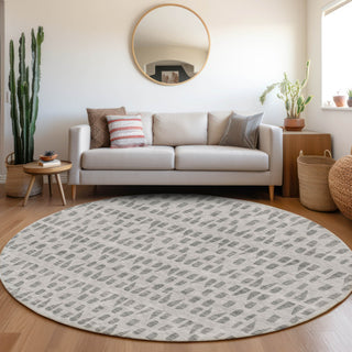 Piper Looms Mayfield Geometric AMF963 Gray Machine Washable Area Rug Round Lifestyle Image Feature