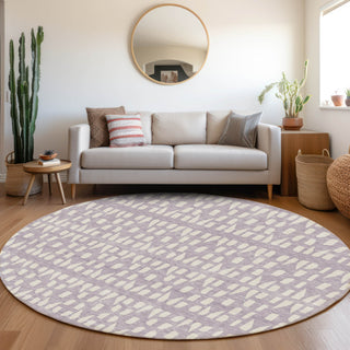 Piper Looms Mayfield Geometric AMF963 Lavender Machine Washable Area Rug Round Lifestyle Image Feature