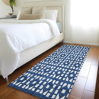 Piper Looms Mayfield Geometric AMF963 Navy Machine Washable Area Rug Runner Lifestyle Image Feature