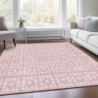 Piper Looms Mayfield Geometric AMF963 Pink Machine Washable Area Rug Lifestyle Image Feature