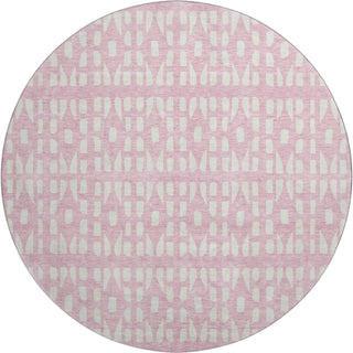 Piper Looms Mayfield Geometric AMF963 Pink Machine Washable Area Rug Round Main Image