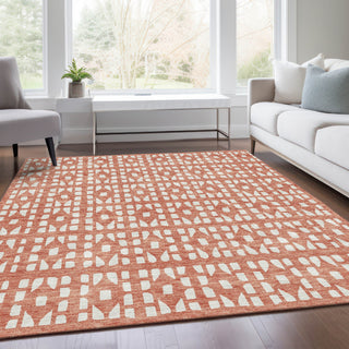Piper Looms Mayfield Geometric AMF963 Salmon Machine Washable Area Rug Lifestyle Image Feature