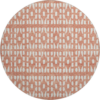 Piper Looms Mayfield Geometric AMF963 Salmon Machine Washable Area Rug Round Main Image