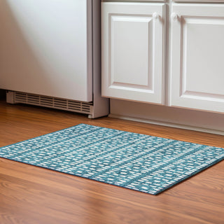 Piper Looms Mayfield Geometric AMF963 Teal Machine Washable Area Rug Scatter Lifestyle Image Feature