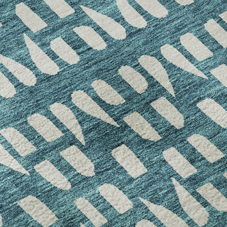 Piper Looms Mayfield Geometric AMF963 Teal Machine Washable Area Rug Swatch Image